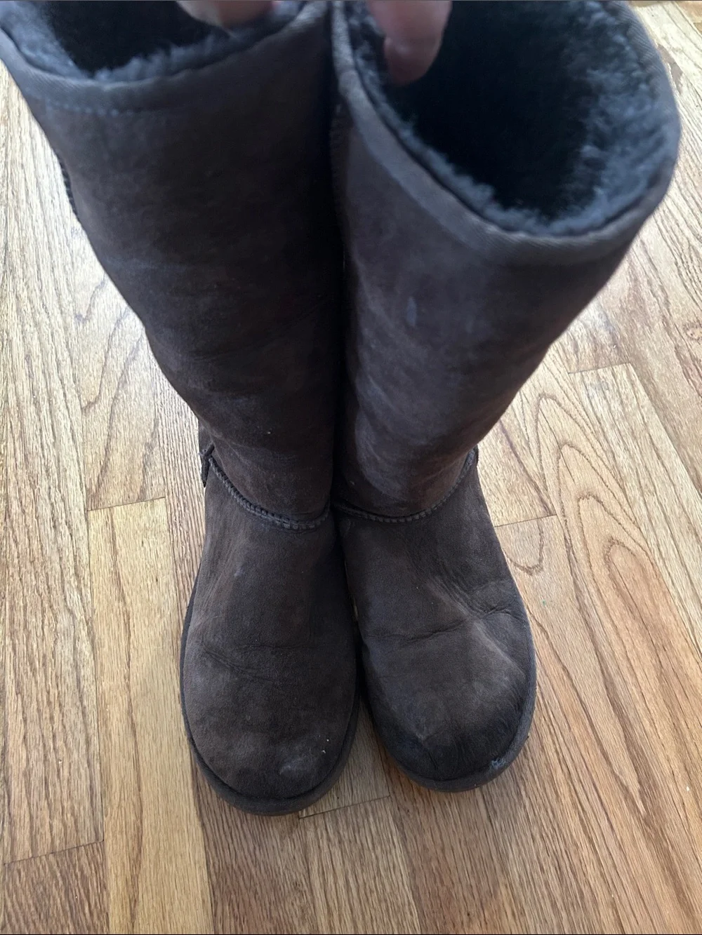 UGG Women's Classic Tall Boots Mid-Calf Suede Winter Boots - Dark Brown size 10